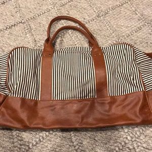 Weekender Bag - striped with faux leather trim